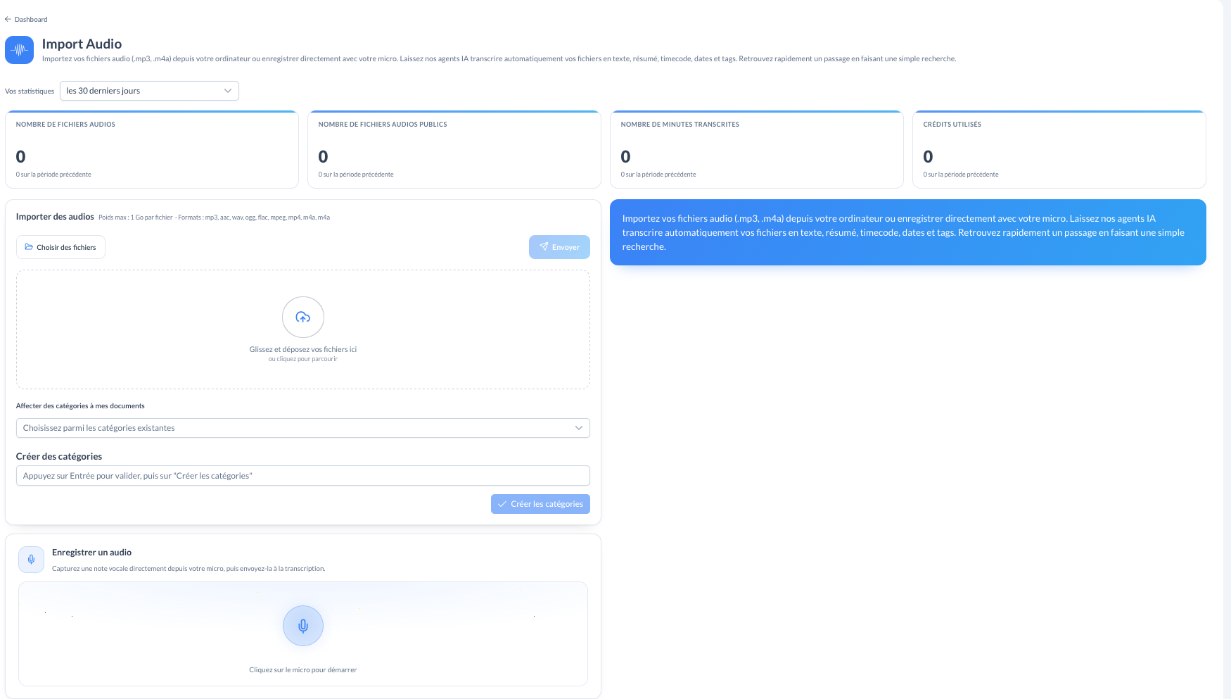 Module Import Audio : import de fichiers et enregistrement au micro