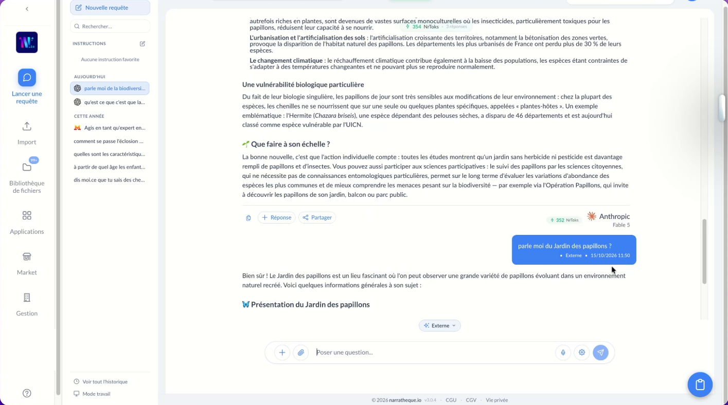 Question envoyée en requête Externe, à la suite de requêtes Bibliothèque et Web
